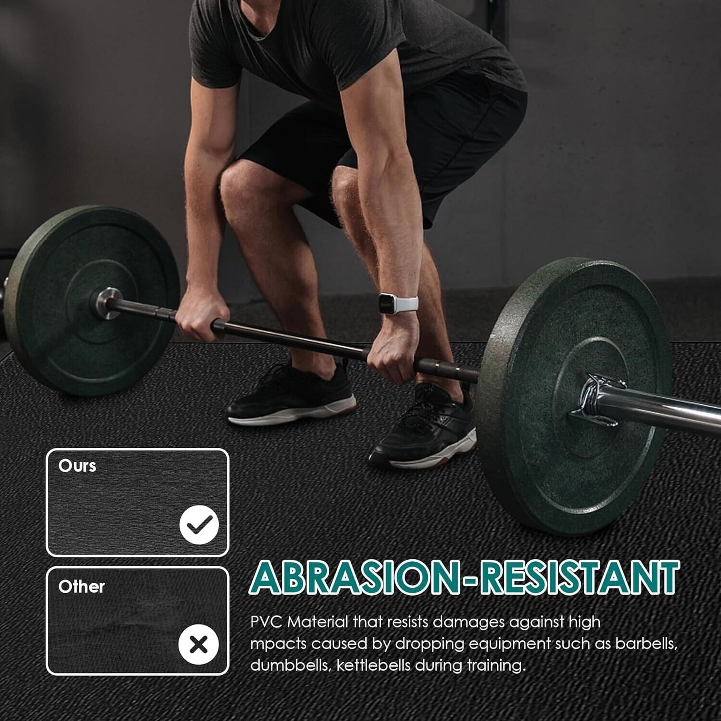 Large Exercise Mat, 8' X 4'X 1/4" Extra Durable Workout Mats for Home Gym Flo...