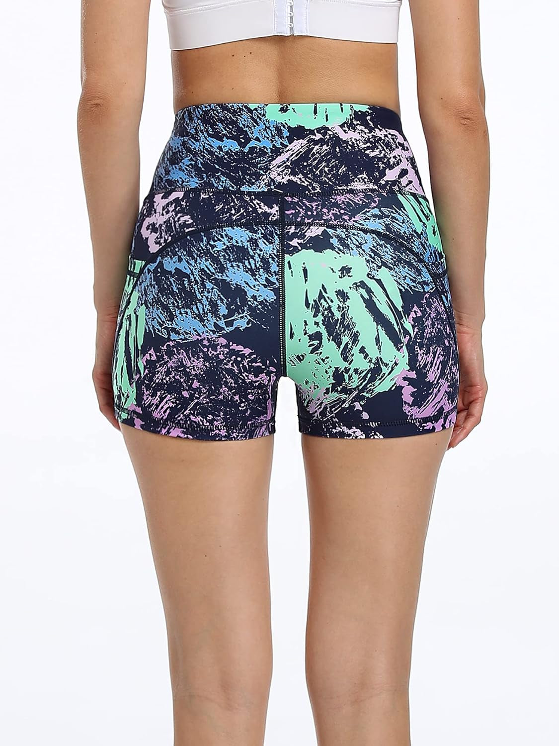 High Waist Athletic Shorts for Womens Yoga Fitness Running Shorts with Deep Pockets