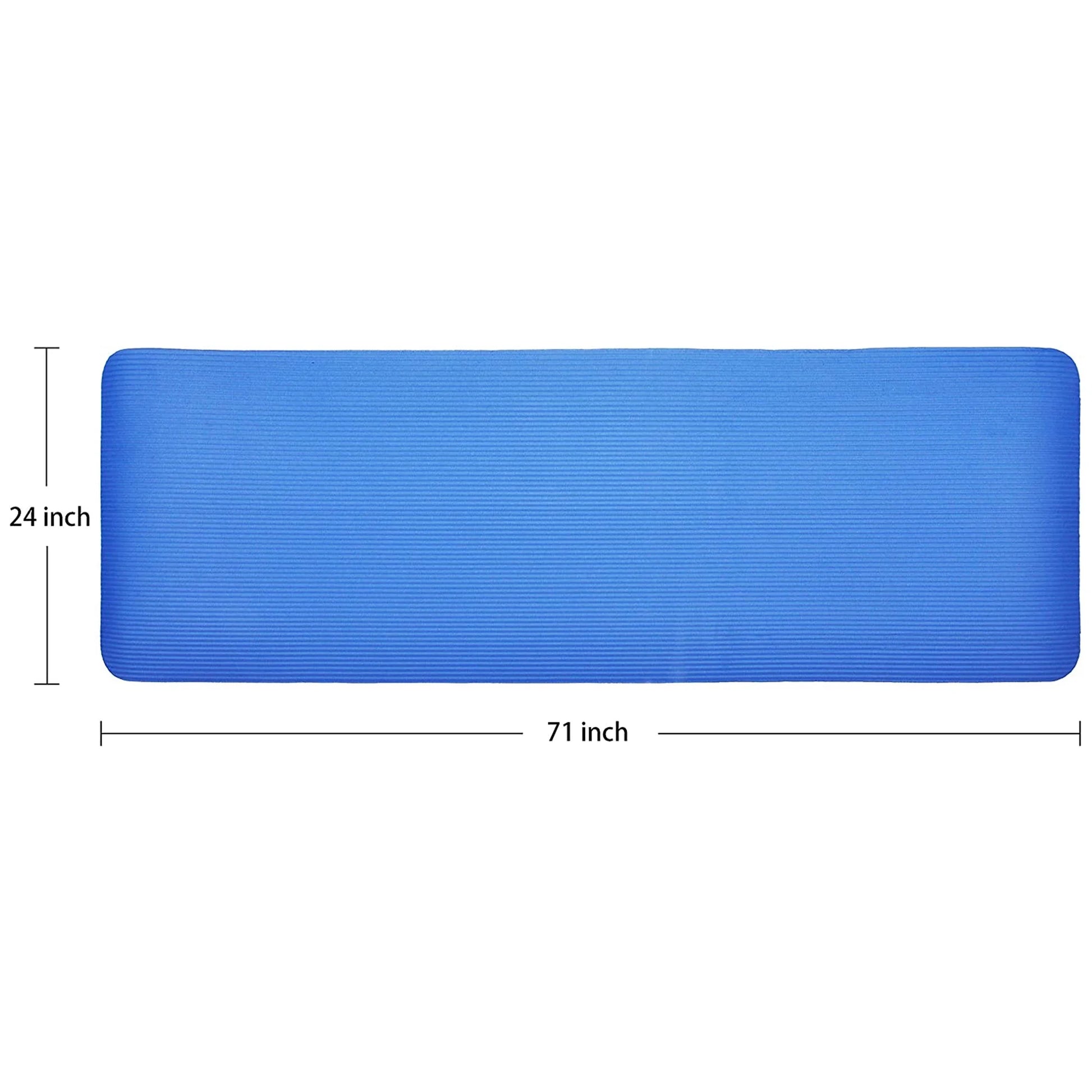 All-Purpose 1-Inch Extra Thick High Density Anti-Tear Exercise Yoga Mat with Carrying Strap, Blue