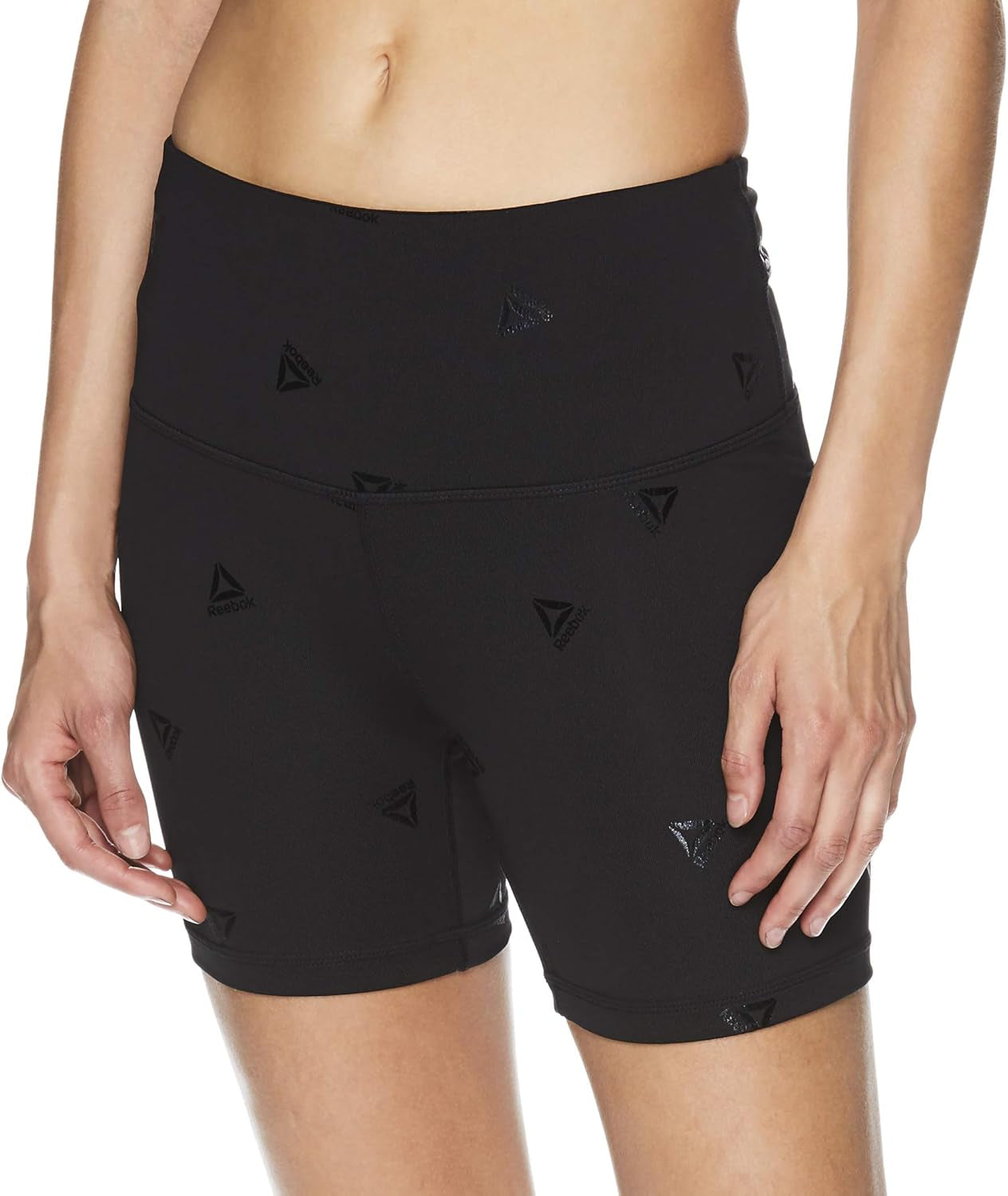 Womens Fitted Highrise Athletic Compression Shorts S143 L, Black, Large