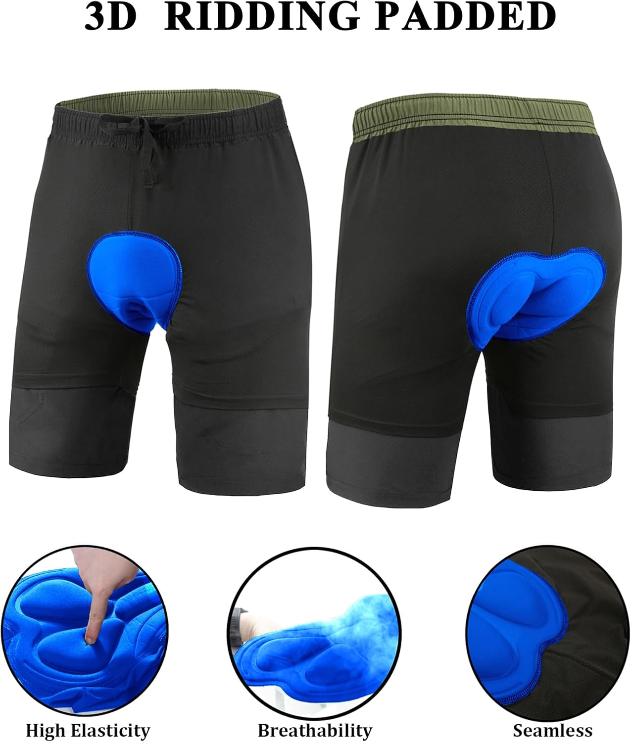 Men'S Mountain Bike Shorts 3D Padded Baggy Bicycle Riding Cycling Shorts Quick Dry Lightweight Biking Shorts