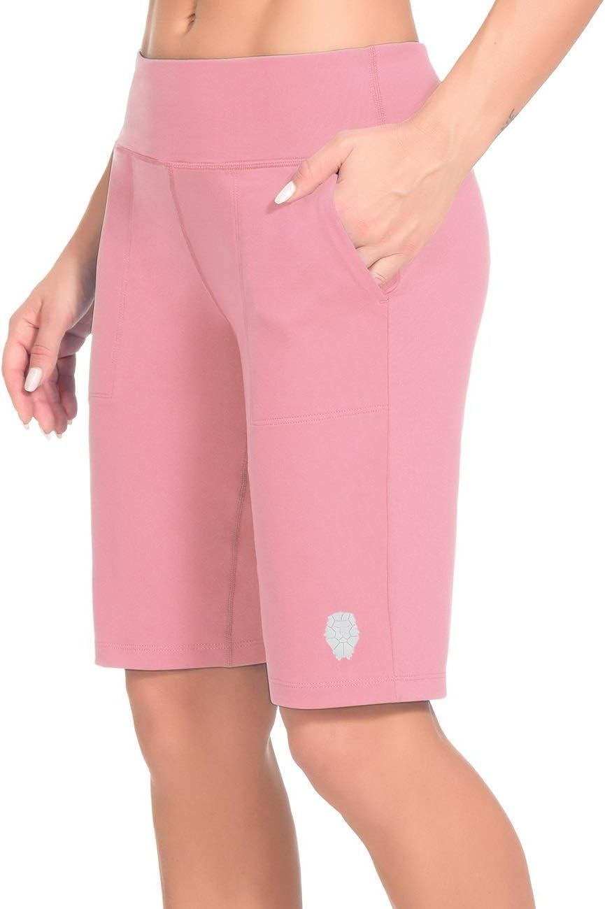 Womens Shorts Athletic Mid High Wasited Running Yoga Lounge Bermuda Shorts Workout with Pockets