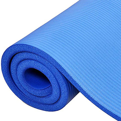 All-Purpose 1-Inch Extra Thick High Density Anti-Tear Exercise Yoga Mat with Carrying Strap, Blue