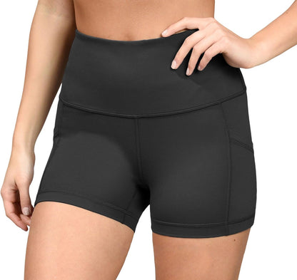 High Waisted Squat Proof Workout Shorts Side Pocket Running Biker Shorts - 3.5", 5", 7", 9"