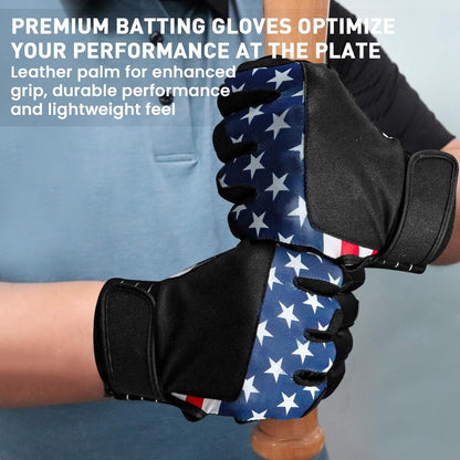 Batting Gloves Men Youth Adult for Baseball Softball Cabretta Leather Batting Glove 1 Pair, Mens Boys Girls Pro Grip Gloves