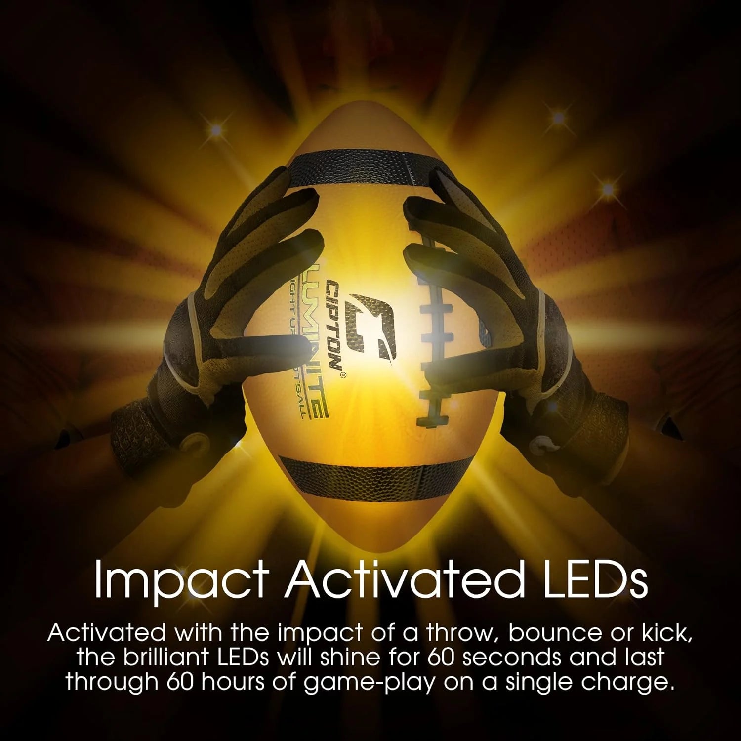 LED Light up Football, Glow in the Dark, Junior Size, Glow in the Dark for Night Play