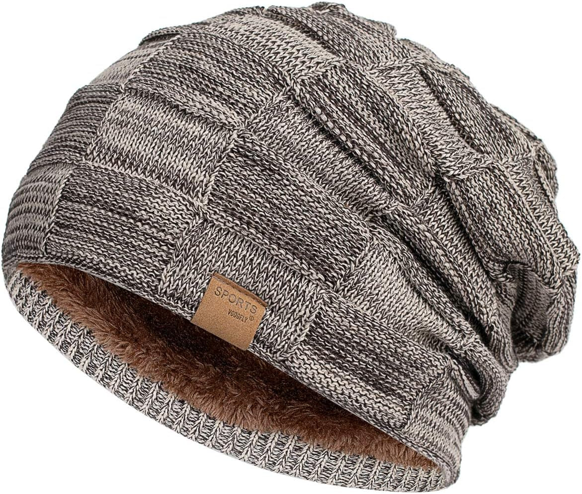 Slouchy Beanie for Men Winter Hats for Guys Cool Beanies Mens Lined Knit Warm Thick Skully Stocking Binie Hat