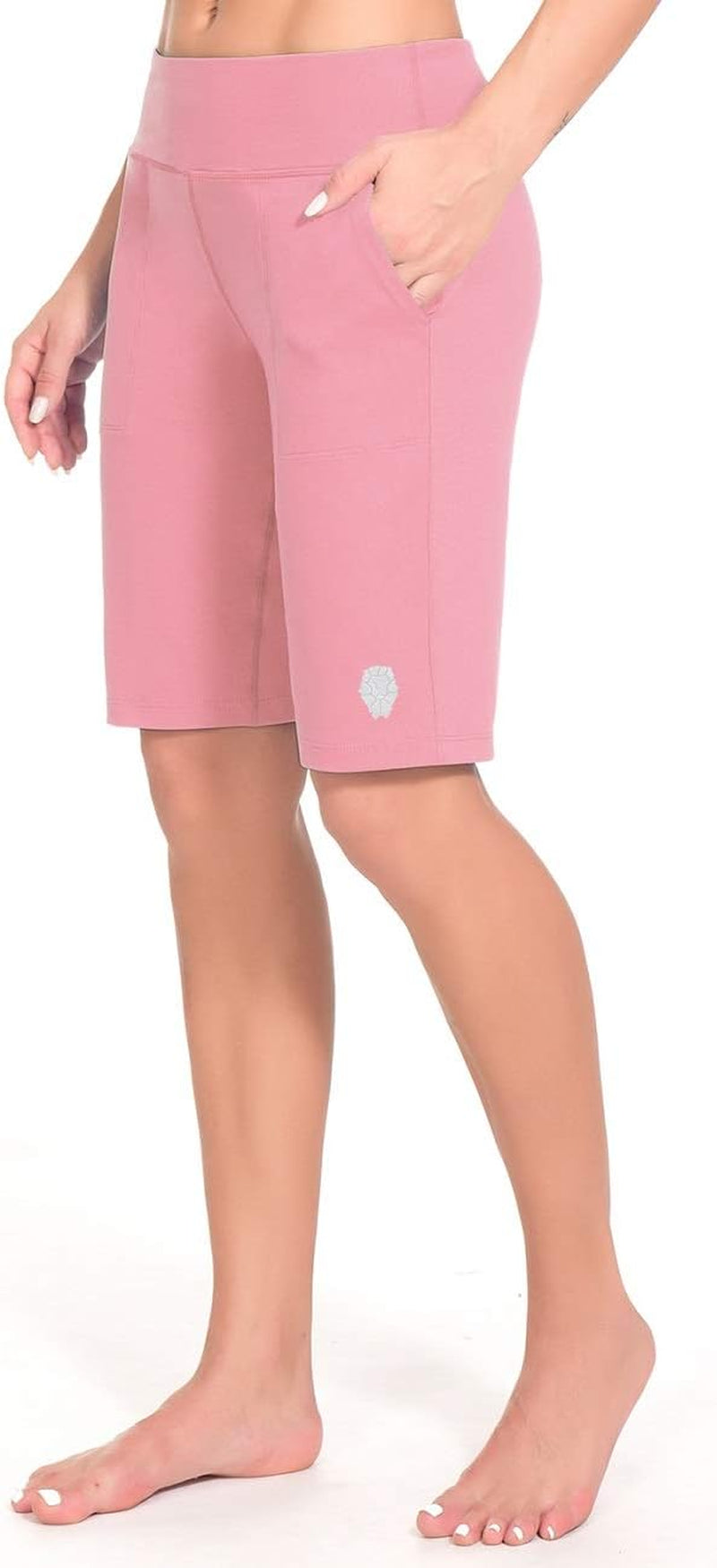 Womens Shorts Athletic Mid High Wasited Running Yoga Lounge Bermuda Shorts Workout with Pockets