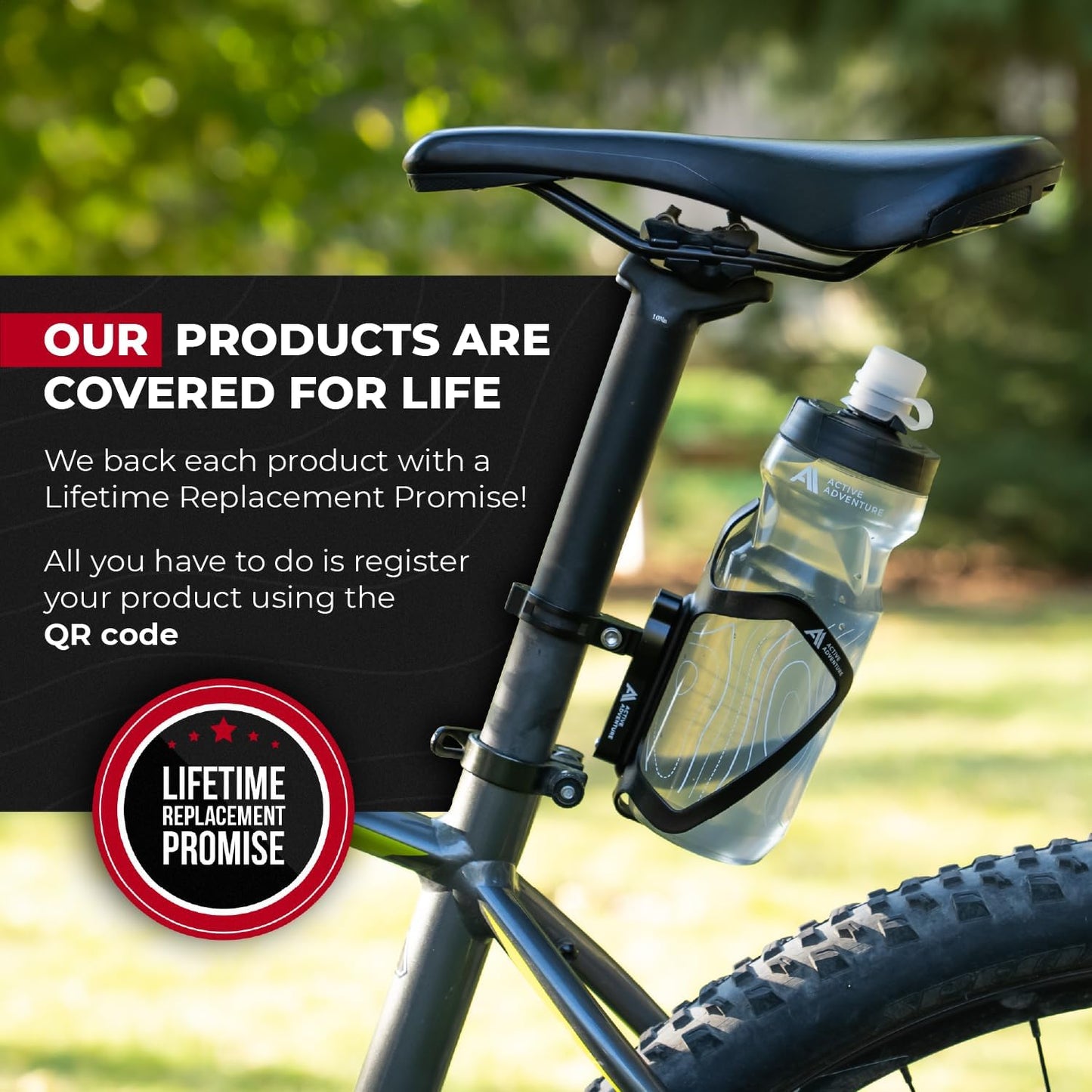 Bike Water Bottle Holder with Bottle Combo Mount Cage Rack No Screws Mountain Bicycle Accessories, for Sport Outdoor Cycling, MTB Road, Universal Cup Holder, Durable Alloy Kids, Adults (Black)