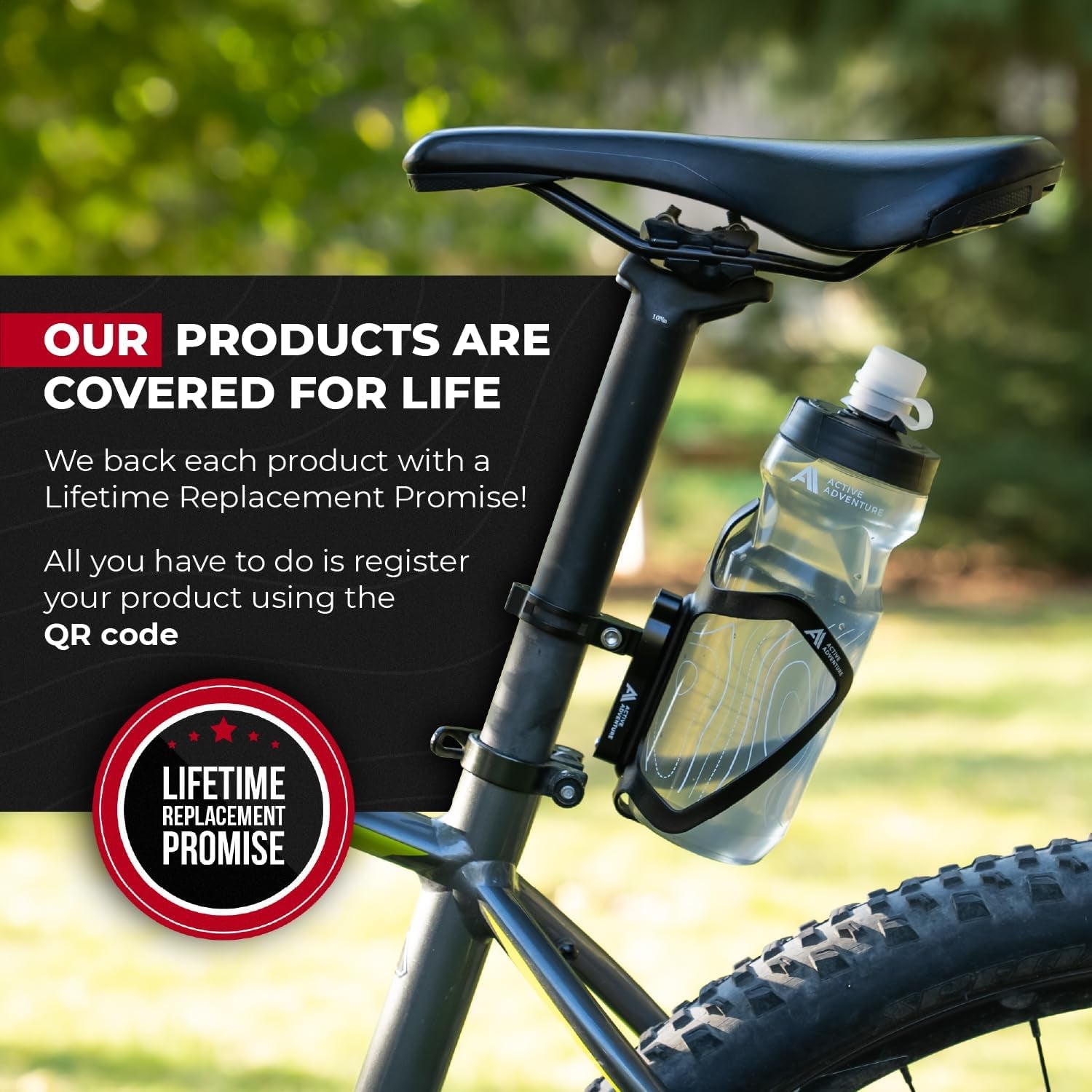 Bike Water Bottle Holder with Bottle Combo Mount Cage Rack No Screws Mountain Bicycle Accessories, for Sport Outdoor Cycling, MTB Road, Universal Cup Holder, Durable Alloy Kids, Adults (Black)