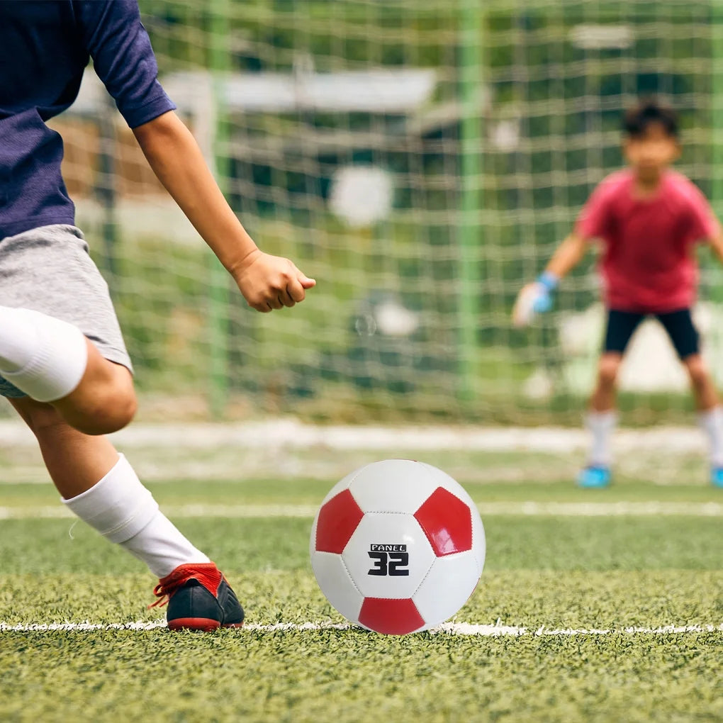 Smooth Handling Size 5 Soccer Ball for Training and Competition Football Outdoor Adult Kids White Red