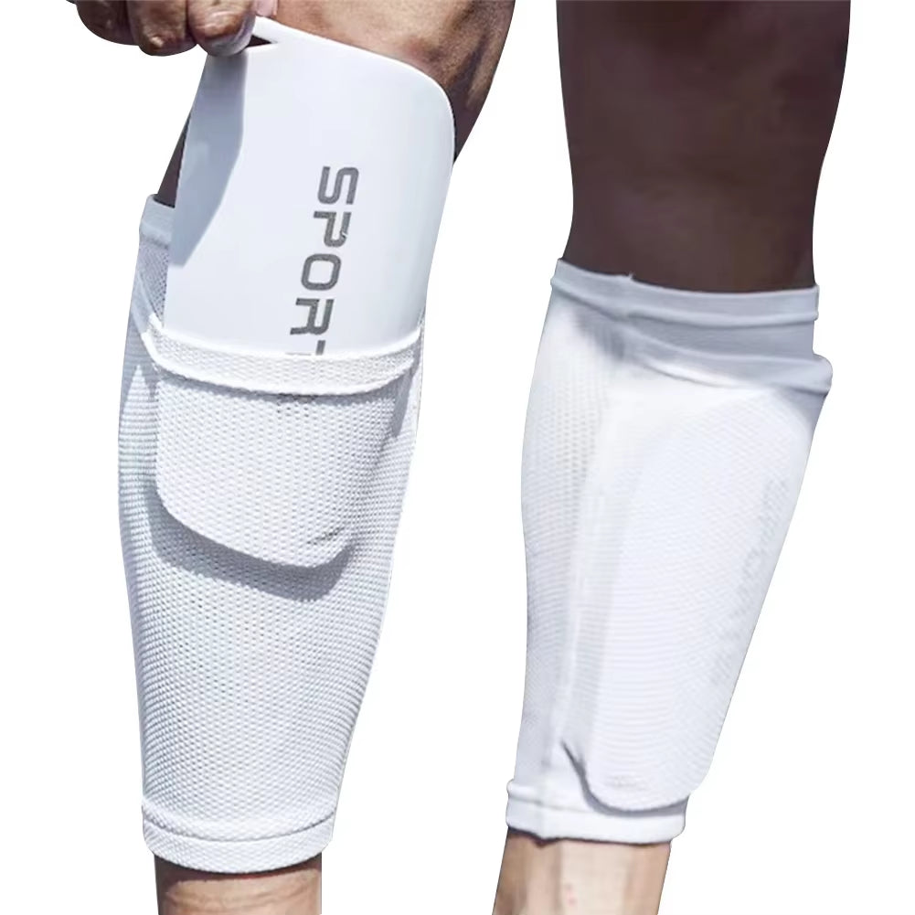 2Pcs Football Shin Holder Soccer Shin Pad Cover Leg Protector Leg Guard Kids Boy Men Black White Shin Pad Sportswear Accessory