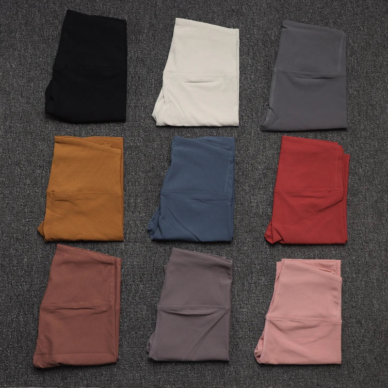 Rib Fabric Women'S Shorts High Waist Cycling Shorts Women Gym Running Yoga Shorts Tight Fitness Threaded Womens Clothing