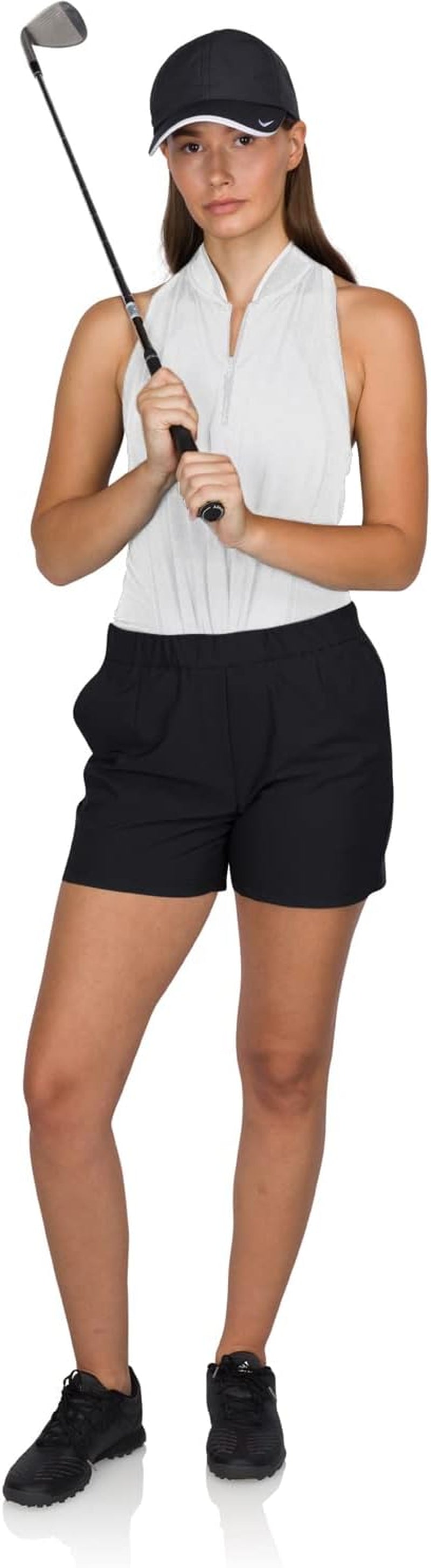 Golf Shorts for Women 4.5 Inch Inseam - Elastic Stretch Waistband - Breathable Quick Dry Material
