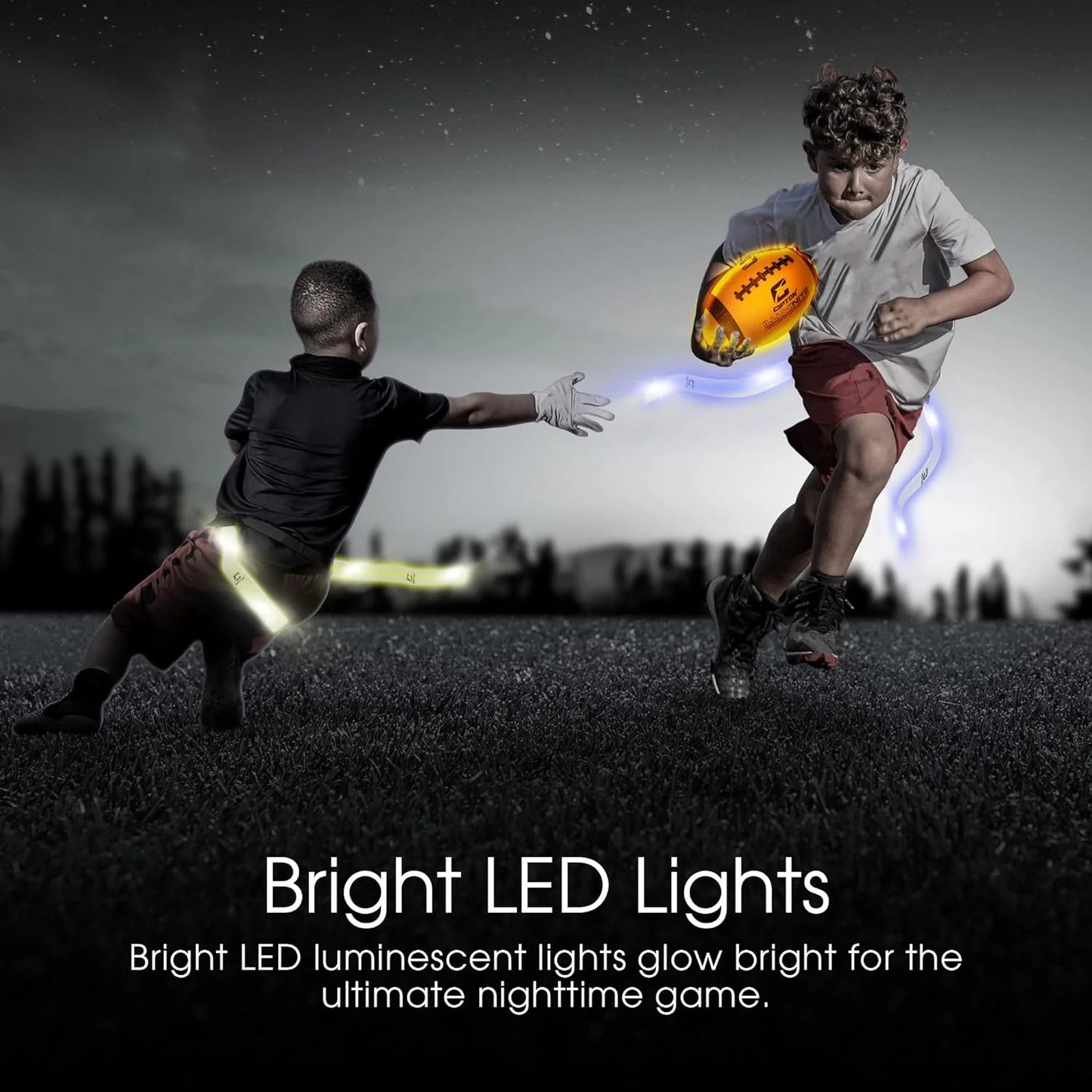 LED Light up Football, Glow in the Dark, Junior Size, Glow in the Dark for Night Play