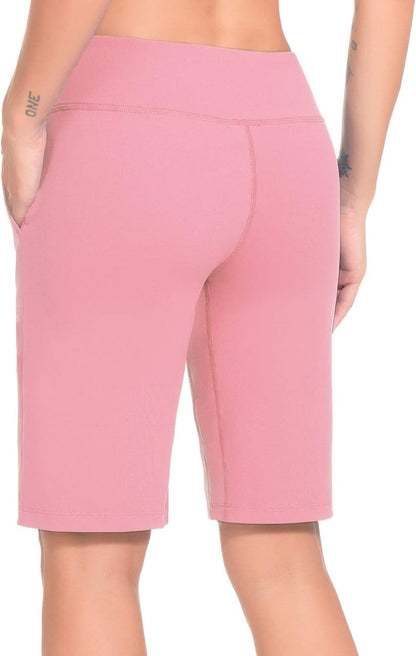 Womens Shorts Athletic Mid High Wasited Running Yoga Lounge Bermuda Shorts Workout with Pockets