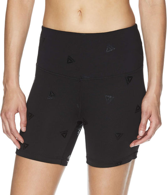 Womens Fitted Highrise Athletic Compression Shorts S143 L, Black, Large