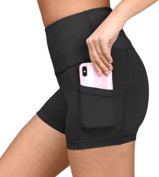 High Waisted Squat Proof Workout Shorts Side Pocket Running Biker Shorts - 3.5", 5", 7", 9"