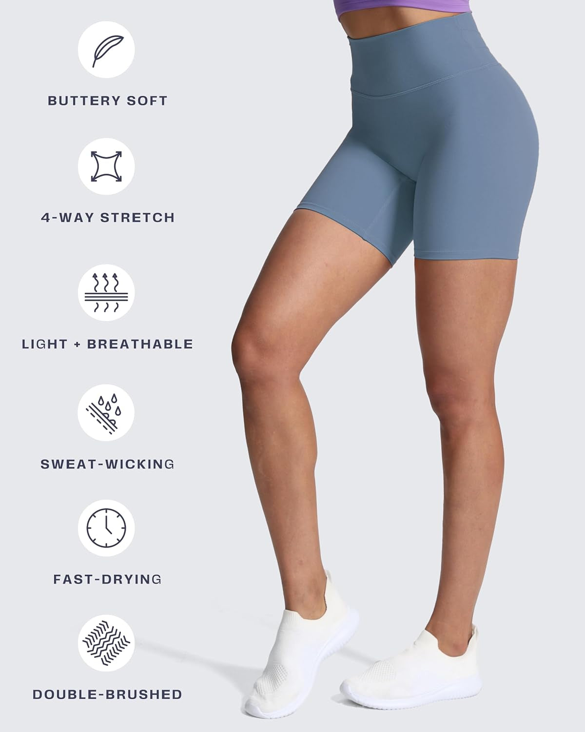 Trinity Workout Biker Shorts for Women Tummy Control High Waisted Exercise Athletic Gym Running Yoga Short 6"