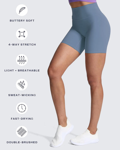 Trinity Workout Biker Shorts for Women Tummy Control High Waisted Exercise Athletic Gym Running Yoga Short 6"