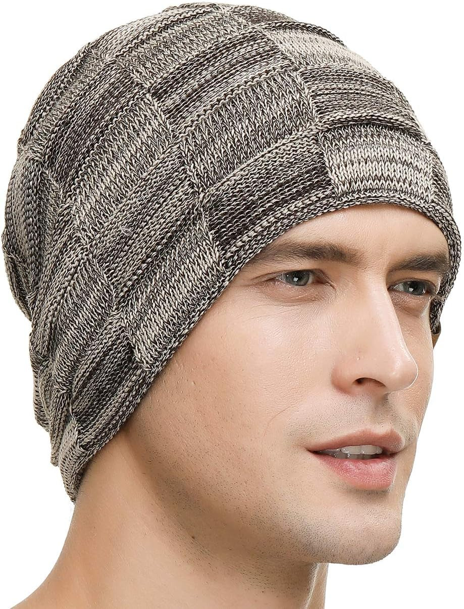 Slouchy Beanie for Men Winter Hats for Guys Cool Beanies Mens Lined Knit Warm Thick Skully Stocking Binie Hat