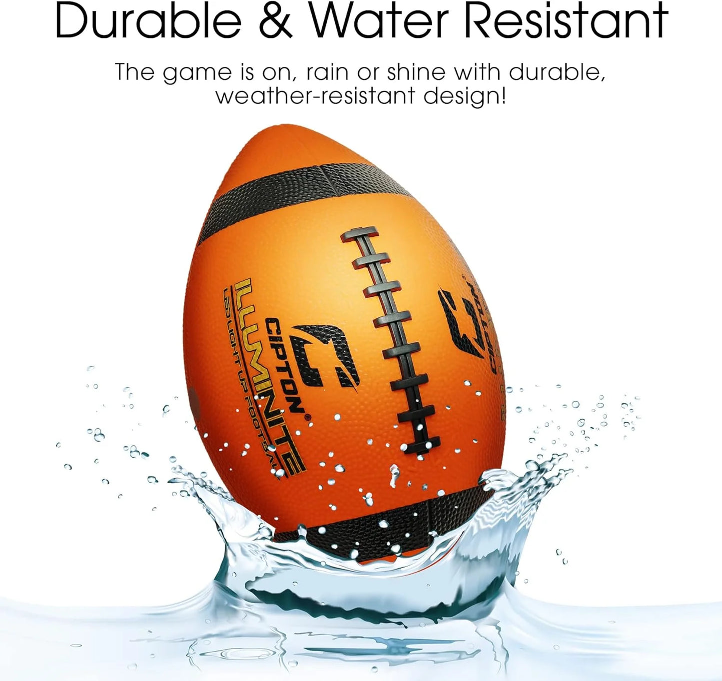 LED Light up Football, Glow in the Dark, Junior Size, Glow in the Dark for Night Play