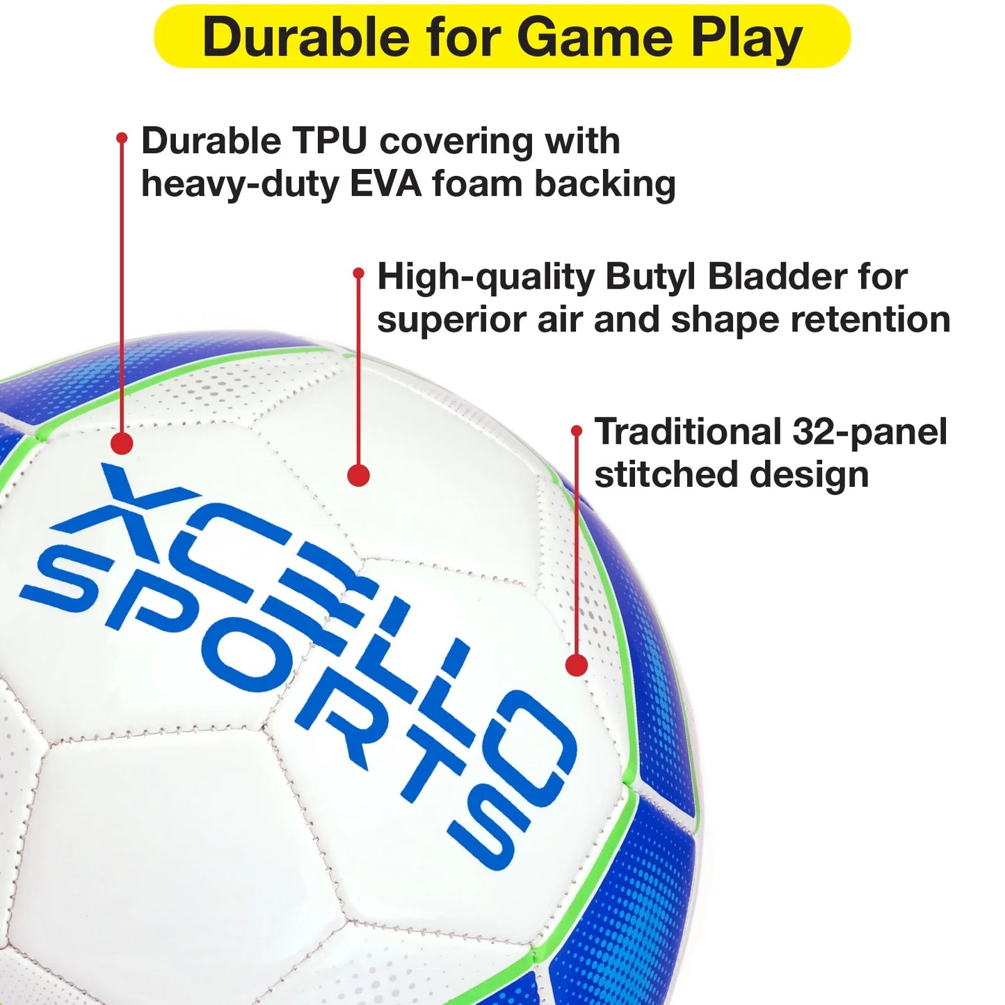 Soccer Ball Size 5, Premium Durable Tbu Cover Small Soccer Ball, Youth Soccer Ball with Pump, Official Match Size and Weight, Blue/Red, Pack of 2